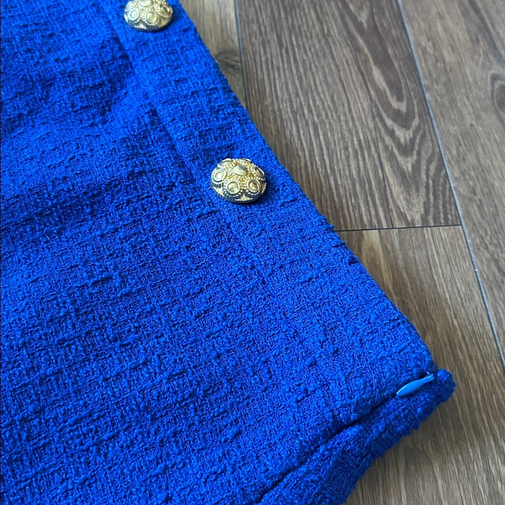Zara textured tweed Skirt with gold buttons - Picture 5 of 8